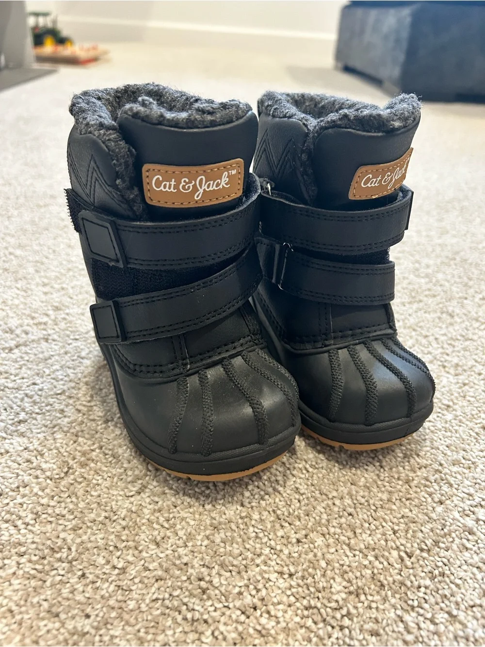 Cat & Jack Black and Gray Kids' Waterproof Winter Boots